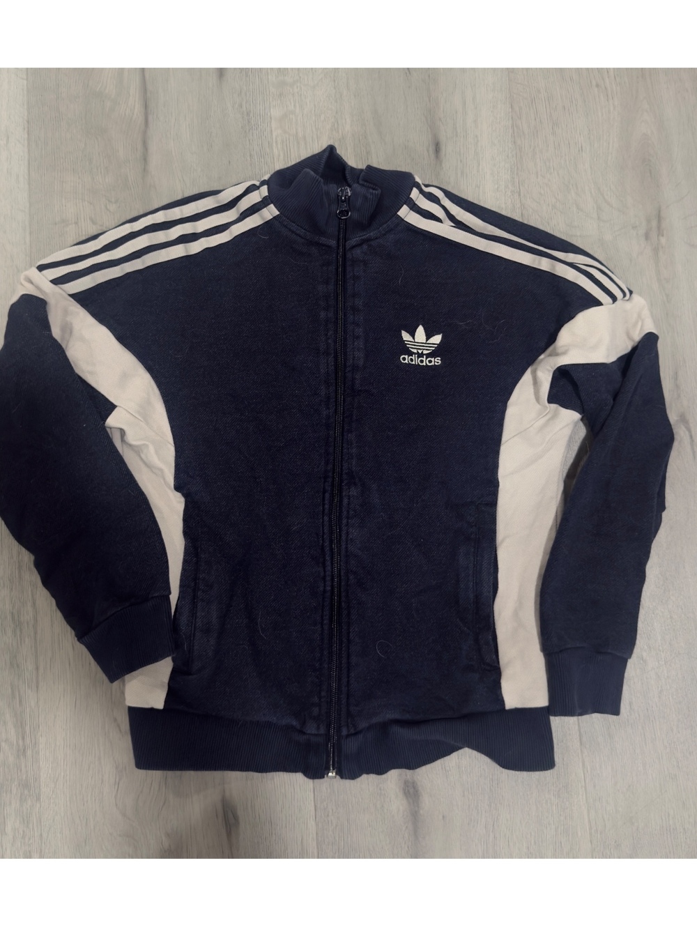 Adidas Boy’s Track Jacket Trefoil Logo Navy White Size S